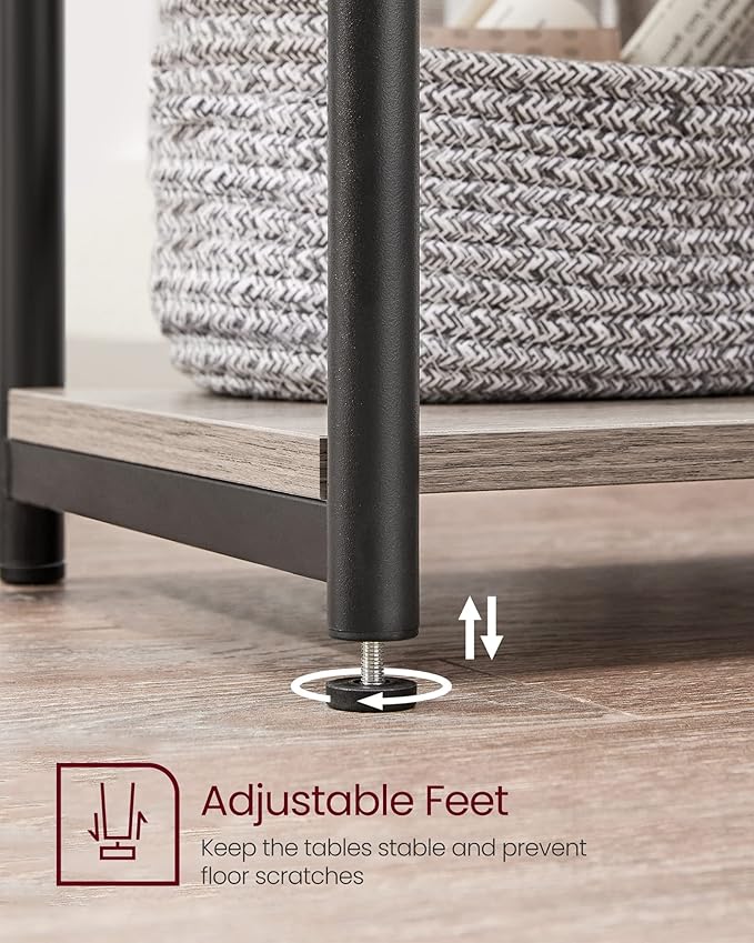 VASAGLE Side Tables Set of 2, Small End Table, Nightstand for Living Room, Bedroom, Office, Bathroom, Greige and Black ULET272B02