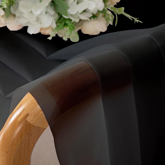 Chyhomenyc Sheer Curtains 36 Inch Length, Short Voile Sheer Window Curtians for Small Window Bathroom Cafe Living Room Farmhouse, 2PCS, 42W x 36L inches, Rod Pocket, Black