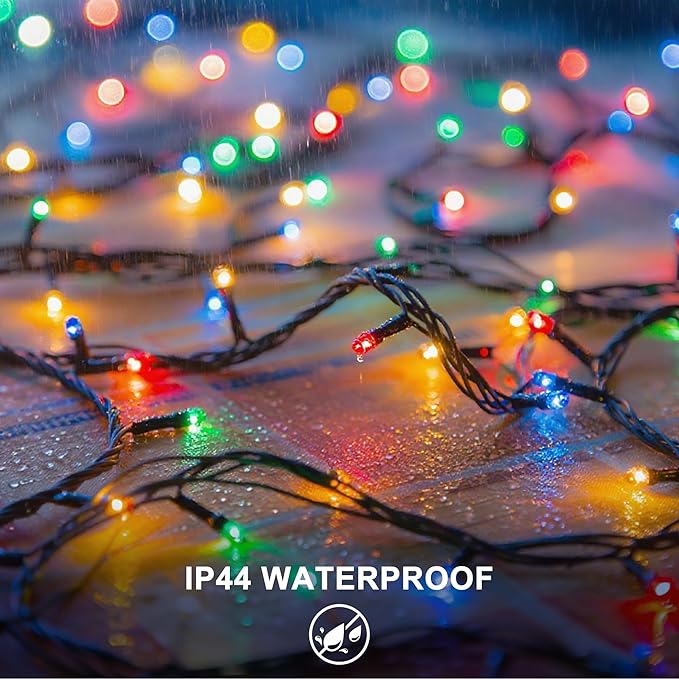 RPGT Christmas Tree Light 200 LEDs 73ft Green Cable Wire Fairy String Twinkle Lights Plug in 12 Modes for Xmas Party, Indoor,Outdoor, Garden, Wedding, Home Decoration (Multi Color)