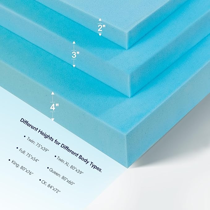 Subrtex Mattress Topper, Memory Foam Mattress Topper, Gel-Infused Memory Foam Topper for Side Stomach Sleepers, Breathable Bed Toppers (3 Inch, Cal King)