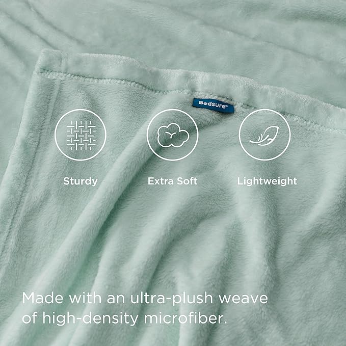 Bedsure GentleSoft Sage Green Fleece Throw Blanket - 300GSM Soft Lightweight Plush Cozy Blankets for Bed, Sofa, Couch, Travel, Camping