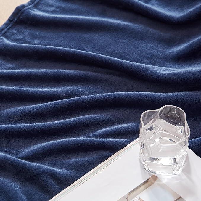 Exclusivo Mezcla Extra Large Fleece Throw Blanket for Couch, Sofa, 300GSM Super Soft and Warm Blankets, Navy Blue Throw All Season Use, Cozy, Plush, Lightweight, 50x70 Inches