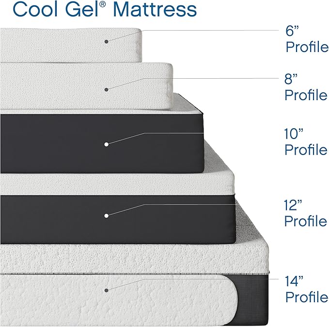 Cool Gel 8 Inch Short Queen Memory Foam Mattress Medium Firm, Memory Foam Mattress Short Queen Size Cooling, Made in the USA, 8" Depth with Pressure Relief, CertiPUR-US Certified, CoolGel Bed