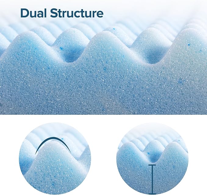 ZINUS 2 Inch Swirl Gel Cooling Memory Foam Mattress Topper, Smaller, More Convenient WonderBox Packaging, Cooling, Airflow Design, CertiPUR-US Certified, Twin