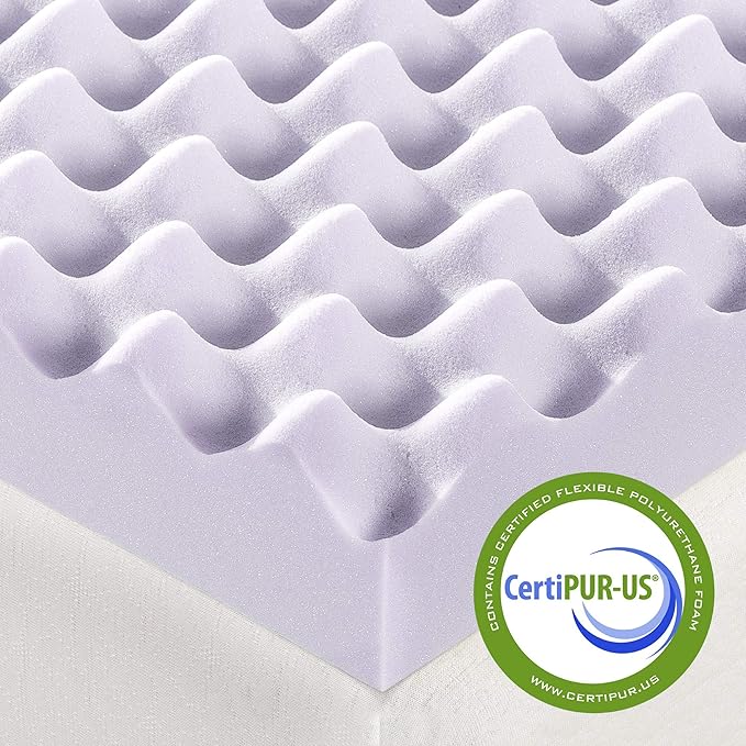 Best Price Mattress 3 Inch Egg Crate Memory Foam Mattress Topper with Soothing Lavender Infusion, CertiPUR-US Certified, Dorm Essentials, King