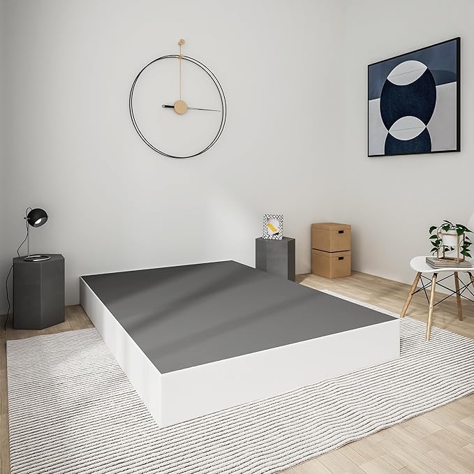 Qingzhou Box Spring Full Size Bed Bases, 9 Inch High Metal Full Size Box Spring Only, Heavy Duty Mattress Foundation with Fabric Cover, Easy Assembly, Quiet Noise Free, Non Slip, Black