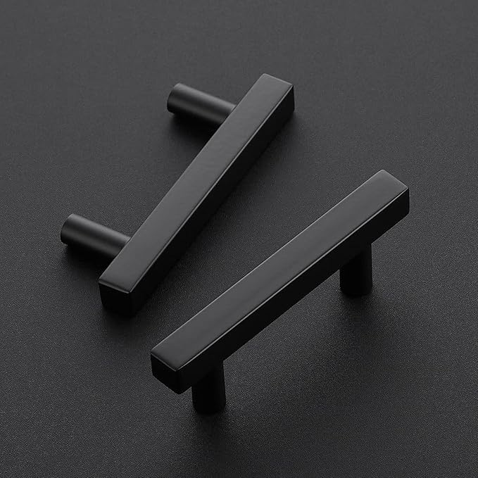 Ravinte Black Cabinet Handles 10 Pack 2-1/2 inch Matte Black Square Cabinet Pulls Black Kitchen Hardware 4 inch Overall Length Black Kitchen Drawer Pulls