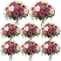 Geosar 8 Bundles Artificial Peonies Flowers Fake Silk Peony Bouquet Faux Peonies Flowers Bulk for Decoration Vase Floral Arrangements Wedding Party Table (Dusty Pink,Dusty Rose)