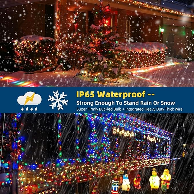 170FT 500LEDs Christmas Lights Outdoor Indoor String Lights 8 Modes Memory Function for Christmas Tree Party Decoration, 100% UL Listed (Multicolor)