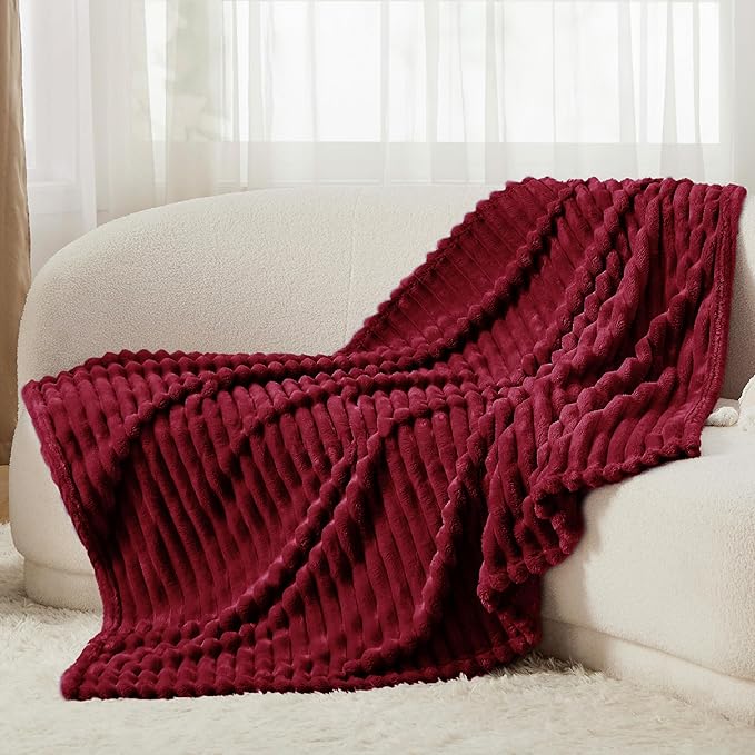 Bedsure GentleSoft Deep Red Twin Blanket for Bed - Cozy Soft Blankets for Women, Cute Large Throws for Girls, 66x90 Inches
