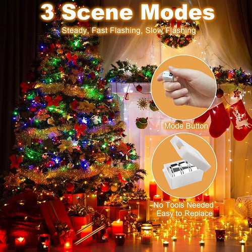 10 Pack Fairy Lights Battery Operated - 3 Speed Modes, 7Ft 20 LED String Twinkle Lights, Waterproof Copper Wire, Mini Firefly Light for Mason Jars Vases Christmas Decor, Multi-Colored