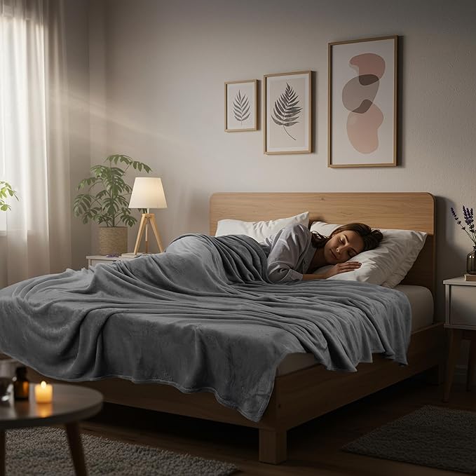 Utopia Bedding Fleece Blanket Twin Size Grey 300GSM Luxury Anti-Static Fuzzy Soft Microfiber Bed Blanket (90x66 Inch)
