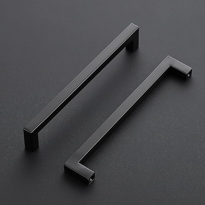Ravinte 10 Pack Black Cabinet Pulls 7-1/2 Inch Square Kitchen Cabinet Handles Matte Black Kitchen Hardware for Drawer Pulls Drawer Handles Come with Screwdriver