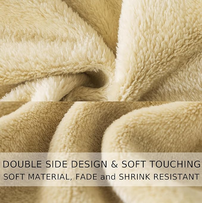 Soft King Size Blanket for All Season Warm Fuzzy Microplush Lightweight Thermal Fleece Summer Autumn Fall Winter Spring Blankets for King Calking Bed Couch Sofa,90x108 Inches,Khaki