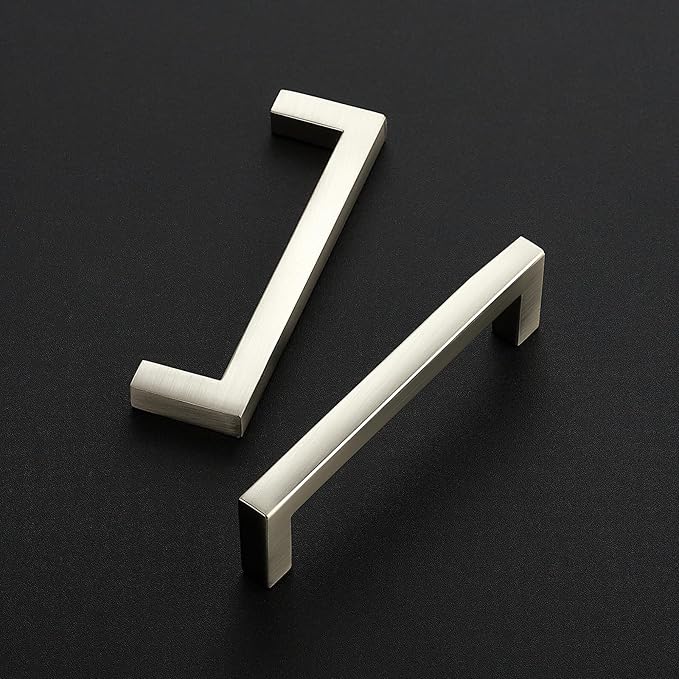 Ravinte 15 Pack Solid 3-1/2 Inch Center to Center Slim Square Bar Dresser Drawer Handles Kitchen Cabinet Handles Brushed Nickel Drawer Pulls Kitchen Cabinet Hardware Pulls
