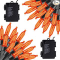 Twinkle Star Orange Halloween String Lights, 2 Pack Total 100 LED 32FT Battery Operated String Light Waterproof Tree Lights with 8 Lighting Modes,Indoor Outdoor Patio Garden Halloween Decorations