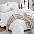 HEVUMYI Twin Comforter Set - 5-Piece All Season Bed in a Bag Twin, Ultra Soft Bedding Set with Comforter, Flat Sheet, Fitted Sheet, Pillowcases, Pillow Shams, White