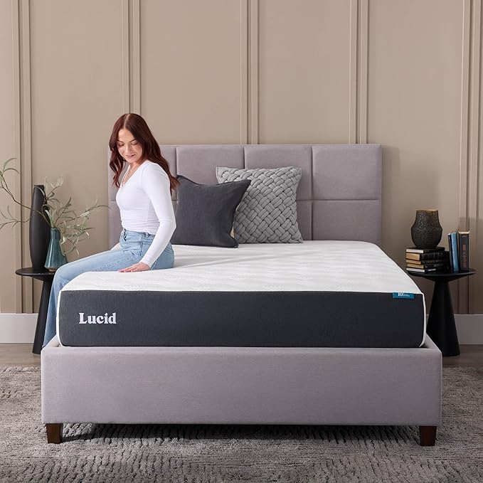 Lucid 10 Inch Memory Foam Mattress - Plush Feel - Infused with Refreshing Bamboo Charcoal and Cooling Gel - Bed in a Box - Temperature Regulating - Pressure Relief - Breathable - King Size