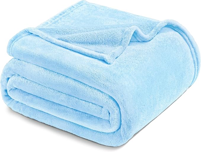 Exclusivo Mezcla Fleece Blanket Twin Size for Bed, Super Soft and Warm, All Season Use, Cozy, Plush, Lightweight, 60x80 Inches Ice Blue