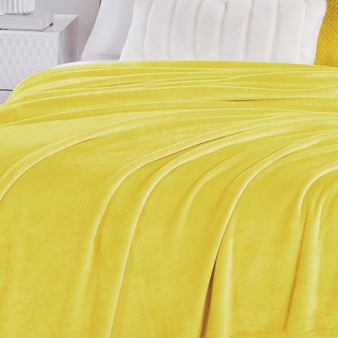 Walensee Fleece Blanket Plush Throw Fuzzy Lightweight (Twin Size 60x80 Yellow/Lemon Canary Yellow) Super Soft Microfiber Flannel Blankets for Couch, Bed, Sofa Warm and Cozy for All Seasons