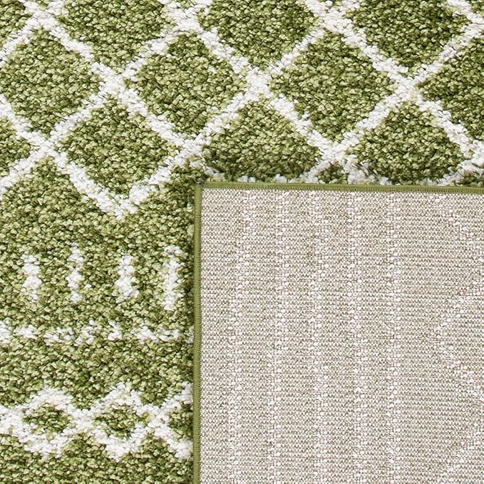 SAFAVIEH Arizona Shag Collection Area Rug - 9' x 12', Green & Ivory, Moroccan Design, Non-Shedding & Easy Care, 1.6-inch Thick Ideal for High Traffic Areas in Living Room, Bedroom (ASG741X)