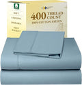 California Design Den Twin XL Sheet Sets - Soft 400 Thread Count Sateen, Natural 100% Cotton Sheets Set with Deep Pockets, Cooling and Durable Bedding - Sky Blue