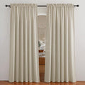 RYB HOME Linen Textured Sheer Curtains 84 inches Long, Privacy Semi-Transparent Sheer Window Curtains for Living Room Bathroom French Door, Deep Beige, W 70 x L 84 inch, 1 Pair