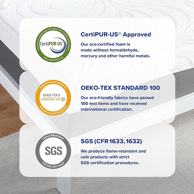 Olee Sleep Twin Mattress, 10 Inch Gel Memory Foam Mattress, Gel Infused for Comfort and Pressure Relief, CertiPUR-US Certified, Bed-in-a-Box, Medium Firm, Grey, Twin Size