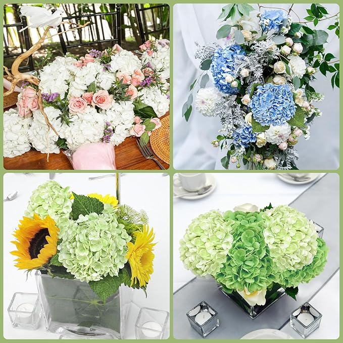 6 Pcs Real Touch Hydrangea Artificial Flowers, 21" White Full Faux Hydrangea Flowers Latex Fake Flowers for Home Decor Party Floral Arrangements Wedding Bouquets Centerpieces Outdoor Decor