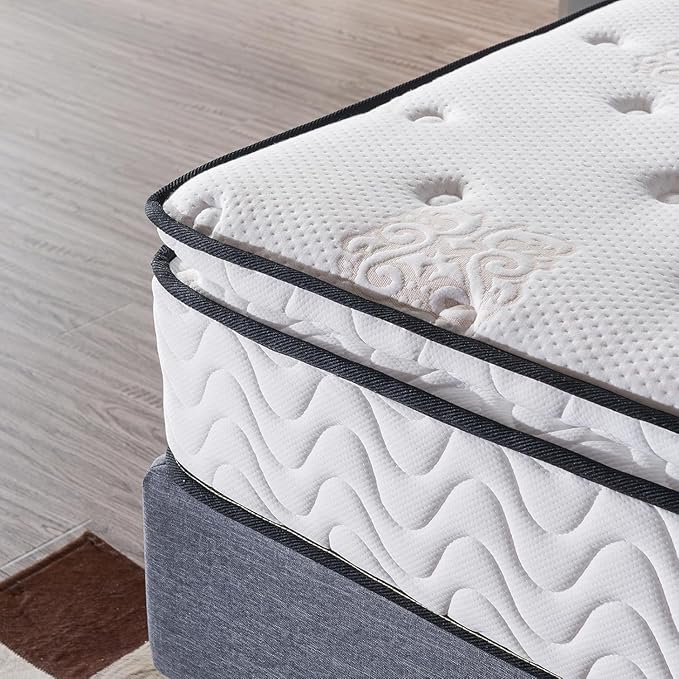 Twin Mattress 11.4 Inch Memory Foam Innerspring Independently Encased Coil Hybrid Mattress - Pillow Top Mattress in a Bag