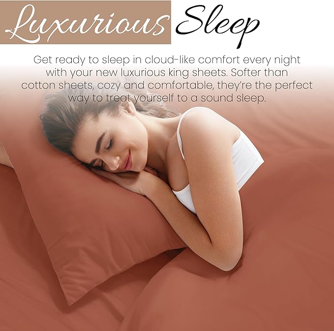 Linen Market Bed Sheets for King Size Bed (Clay) - Sleep Better Than Ever with These Soft and Cooling King Sheets - Deep Pocket Fits 16" Thick Beds - 4 Piece King Sheet Set