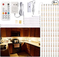 WOBANE Under Cabinet Lighting, 8PCS LED Strip Lights with Remote and 24W Adapter, Ultra Bright 240-LED Tape Light for Kitchen,Counter,Shelf,TV Back 2700K Warm White,Dimmable,Timing,Memory Function