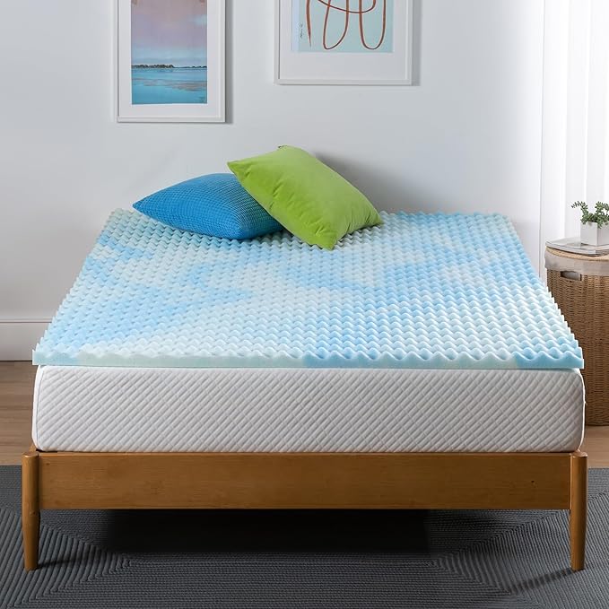 ZINUS 1.5 Inch Swirl Gel Cooling Memory Foam Mattress Topper, Smaller, More Convenient WonderBox Packaging, Cooling, Airflow Design, CertiPUR-US Certified, Full