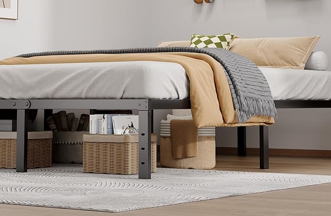 Metal Bed Frame Queen Size - 14 Inch Heavy-Duty Queen Platform Bed Frame No Box Spring Needed, Easy Assembly, Noise-Free, Sturdy Mattress Foundation, Underbed Storage Space