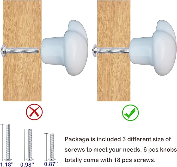 Ceramic Drawer Knobs Heart Shape Cabinet Dresser Pulls Handles with 3 Sized Screws, Kitchen Furniture Knobs for Closet Cupboard Wardrobe (6 Pack, White)