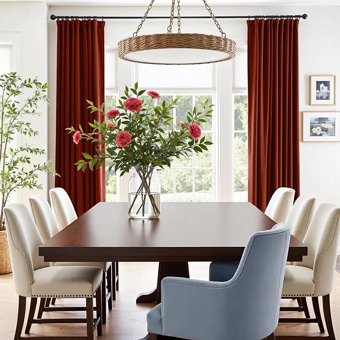 Lazzzy Velvet Blackout Curtains Thermal Insulated Room Window Drapes Super Soft Luxury Curtains for Living Room Bedroom Rod Pocket 2 Panels, Rust Red, 52" W x 108" L