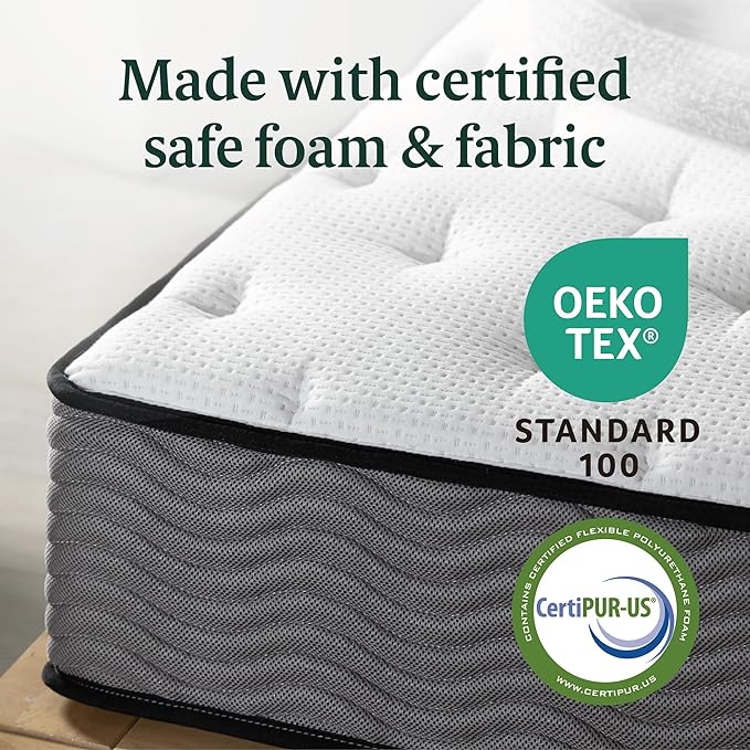 ZINUS 10 Inch Support Plus Pocket Spring Hybrid Mattress, Queen, Strong Coils for Durable Support, Pocket Innersprings for Motion Isolation, Mattress in A Box