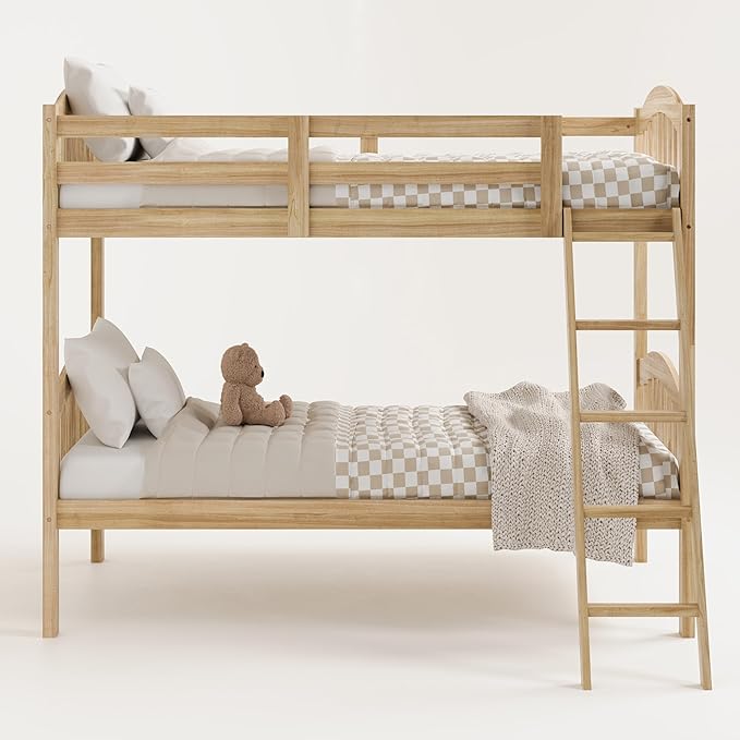 Storkcraft Long Horn Twin-Over-Twin Bunk Bed (Natural) - GREENGUARD Gold Certified, Converts to 2 Individual Twin beds
