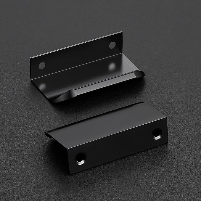 Ravinte Hardware 6 Pack Black Cabinet Handles, 3 Inch (76mm) Finger Edge Pulls, 2 Inch Hole Center, Finger Pulls for Cabinets