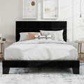 SHA CERLIN Queen Platform Bed Frame with Velvet Upholstered Headboard, Mattress Foundation with Strong Wooden Slats Support, No Box Spring Needed, Black