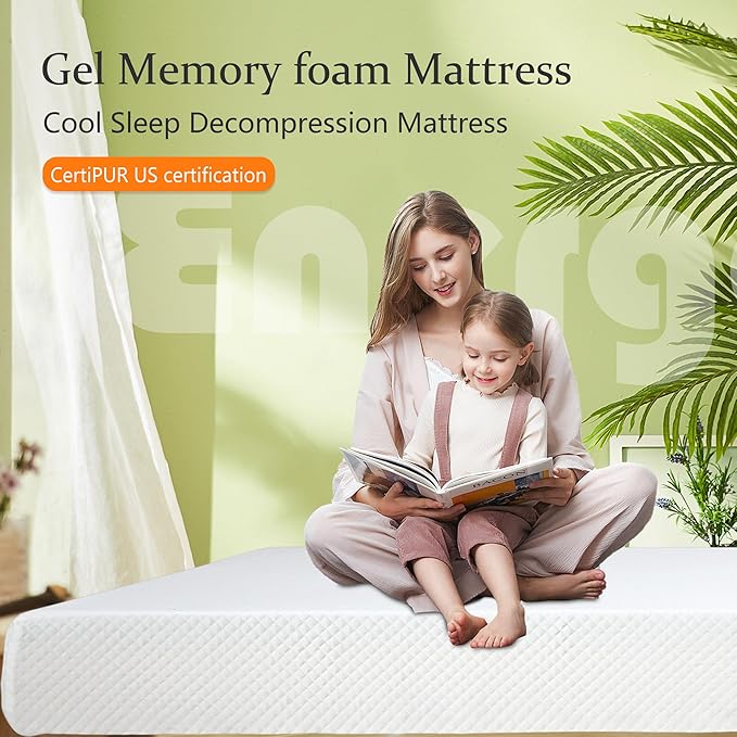 BestMassage | 12 Inch Twin Mattress | Gel Memory Foam | Medium Firm Feel | White | Bed in a Box, CertiPUR-US Certified | Pressure Relief, Cooling Ventilated Foam | Breathable Knit Cover