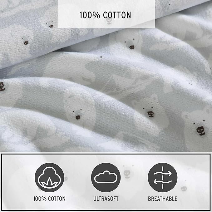 Eddie Bauer - Flannel Sheets King Size, Anti-Pilling & Wrinkle Resistant Cotton, Touchably Soft for All-Season Comfort - Bed Sheets with Matching Pillowcase & Fitted Sheet (Explorer Bears Grey)