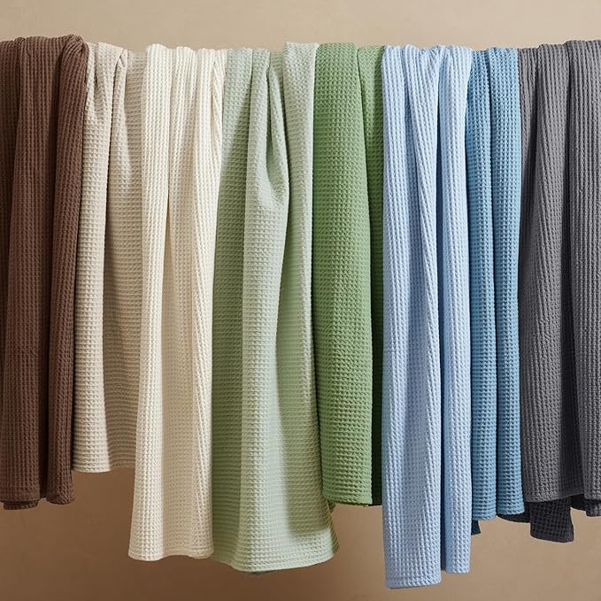 PHF 100% Cotton Waffle Weave Blanket Queen Size for Bed,Snag Proof Lightweight Breathable Moisture-Wicking Throw for Couch,Great for Layering in Cold Weather,Machine Washable, Home Decor-Cappuccino