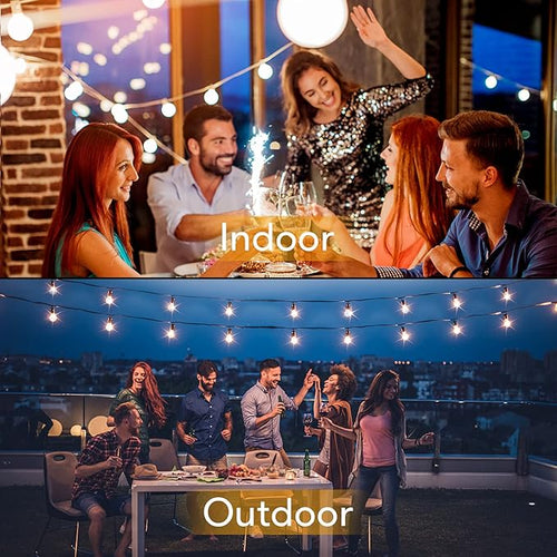 100FT LED Outdoor String Lights Patio Light with 52 Shatterproof G40 Dimmable Globe Bulb, 2-Pack 50FT Waterproof Outside Hanging String Light for Christmas Backyard Porch Balcony Gazebo Party