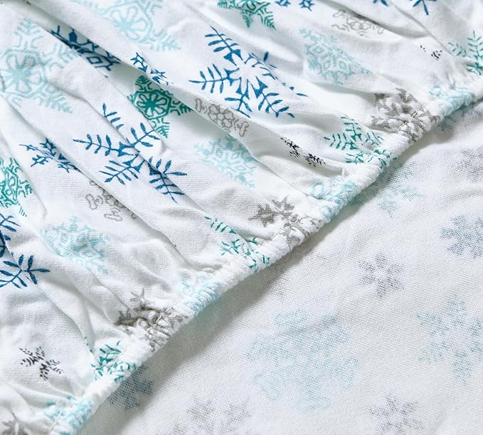 Eddie Bauer - Queen Sheets, Cotton Flannel Bedding Set, Brushed For Extra Softness, Cozy Home Decor (Tossed Snowflake, Queen)