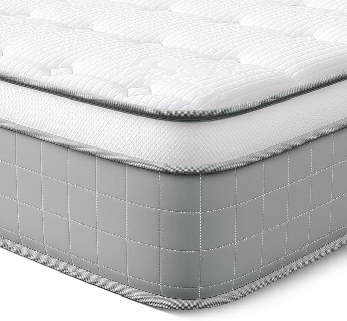 Vesgantti Full Size Mattress, 10 Inch Innerspring Hybrid Full Mattress in a Box, Pressure Relief Pocket Spring Double Bed Mattress with Memory Foam & Knitted Fabric, Medium Firm, CertiPUR-US