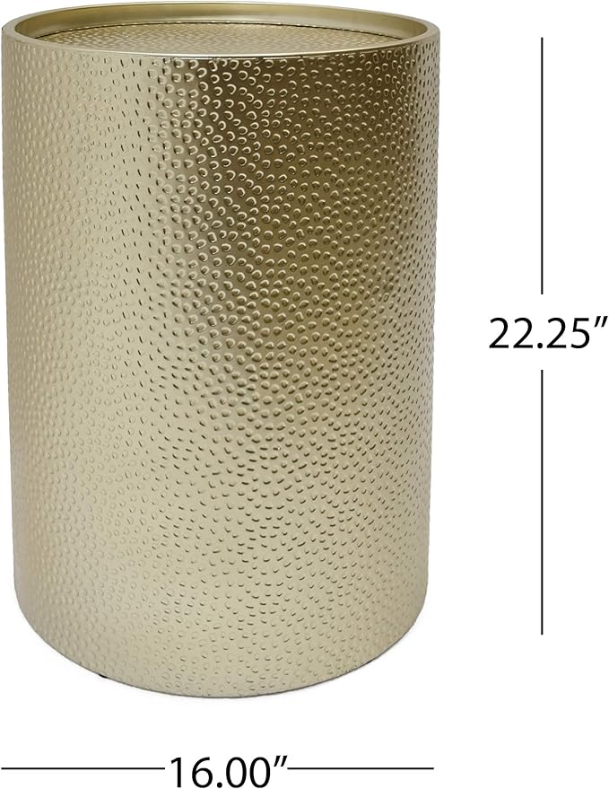 Christopher Knight Home Kaylee Modern Round Hammered Iron Accent Table (2 Pack) -Gold