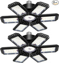 2 Pack Garage Light, 200W 20000LM 6500K LED Shop Lights, Garage Lights Ceiling Led with 6+1 Deformable Panels, Screw in E26/E27 Socket Bulb for Warehouse, Workshop, Basement, Barn Lighting