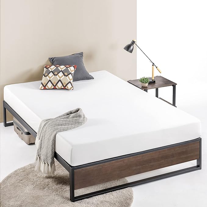 ZINUS GOOD DESIGN Award Winner Suzanne 14 Inch Bamboo and Metal Platforma Bed Frame, No Box Spring Needed, Wood Slat Support, Grey Wash, Full