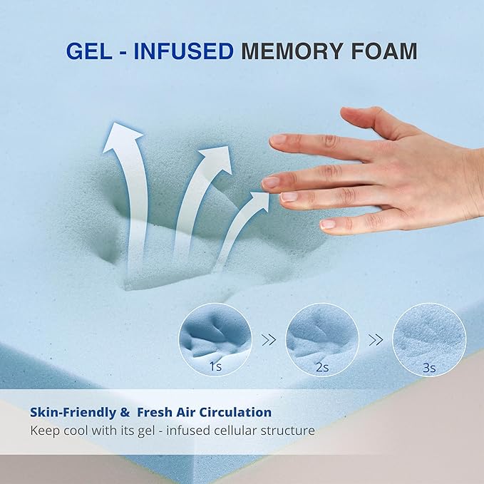 10 Inch Queen Size Mattress, Gel Cooling Memory Foam Mattress in A Box, Medium Firm Feel for Back Pain Relief, CertiPUR US Certified
